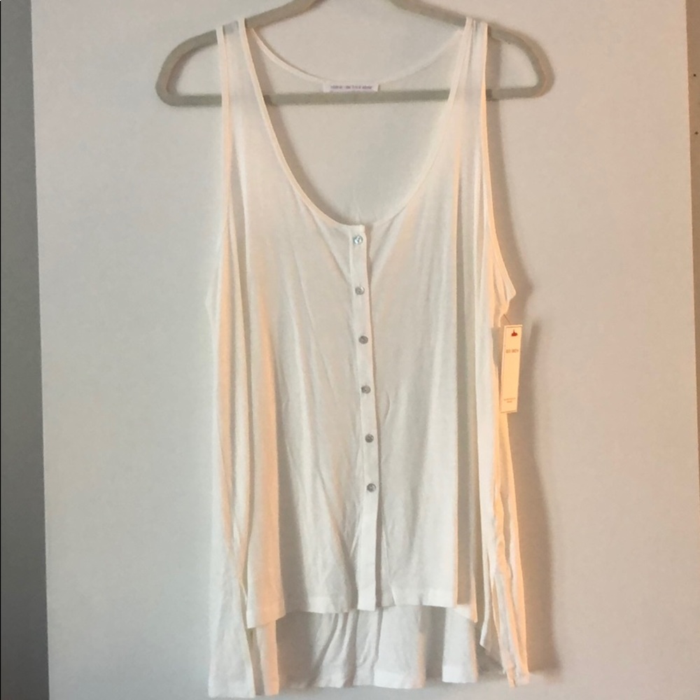 NWT White Cotton Tank with Buttons